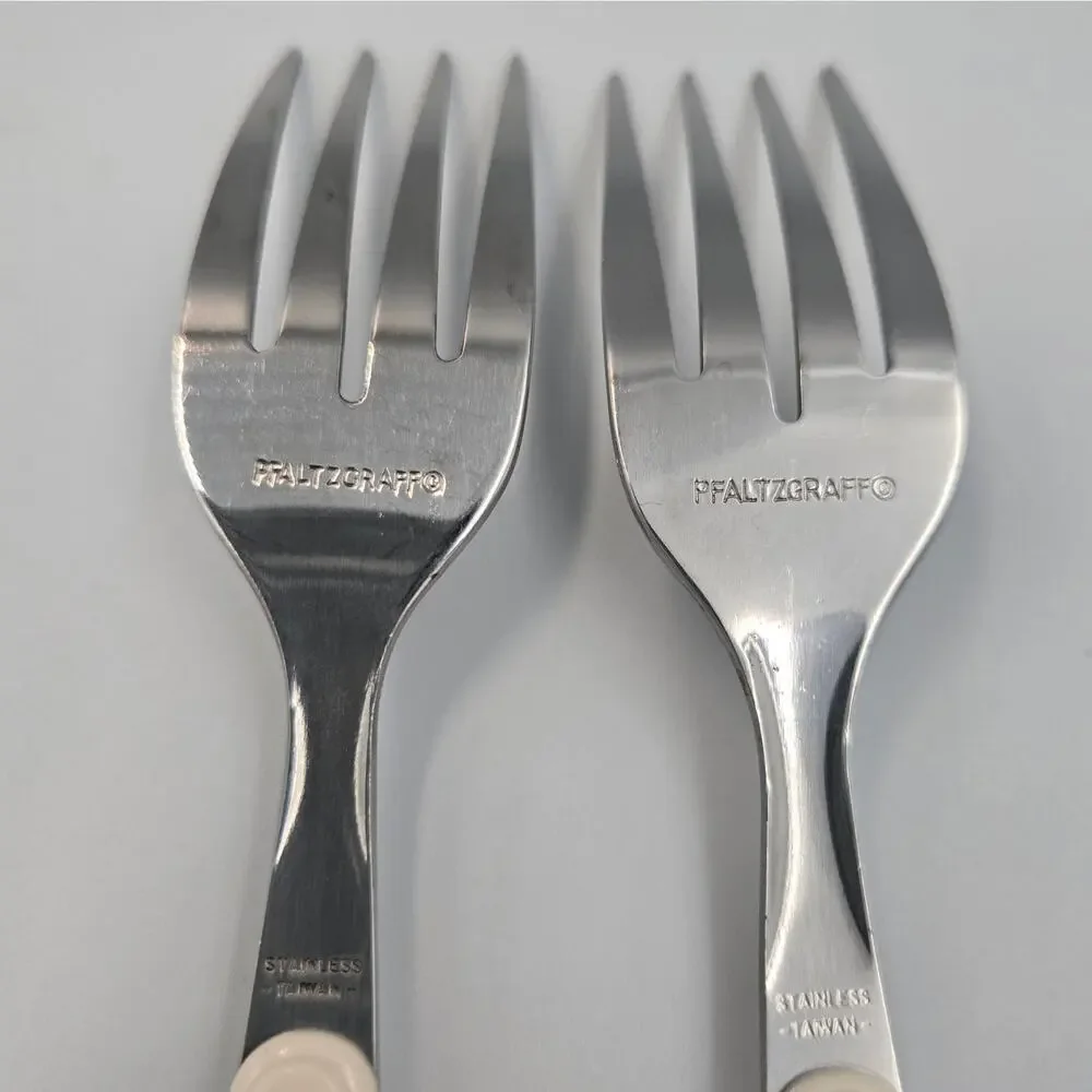 Two Pfaltzgraff Snow Village Stainless Steel Salad Fork Replacements